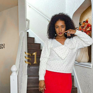 Pearl Girl - Bow Sweater (+White)