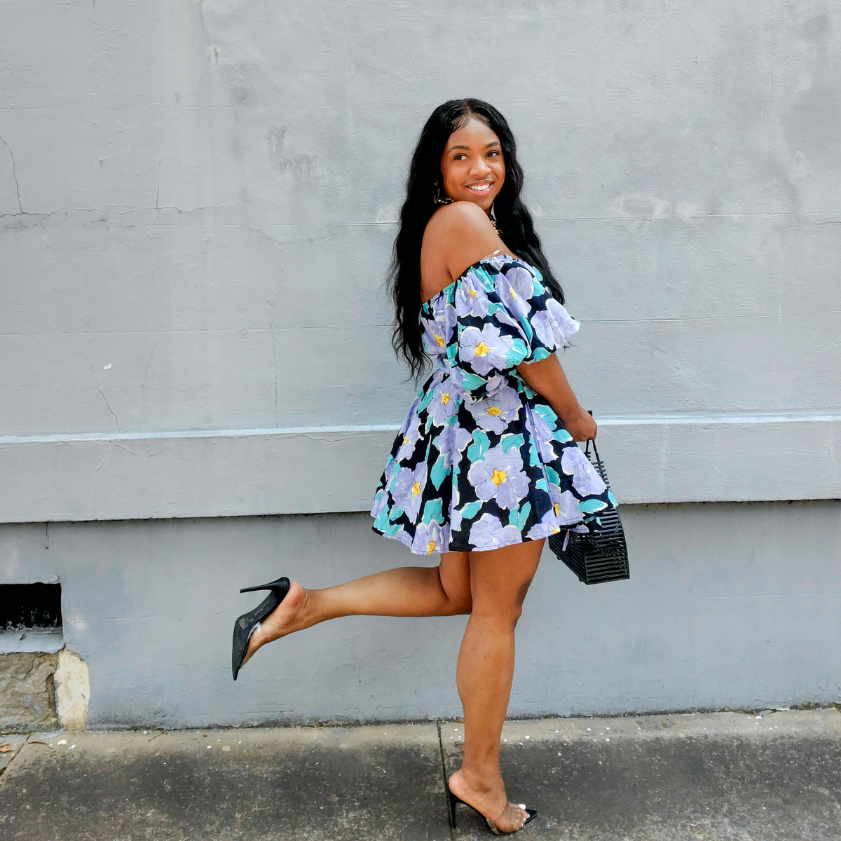 Zara off the sales shoulder floral dress