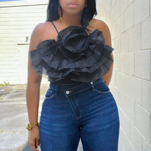 Load image into Gallery viewer, La Rosa - Flower Top (Black)