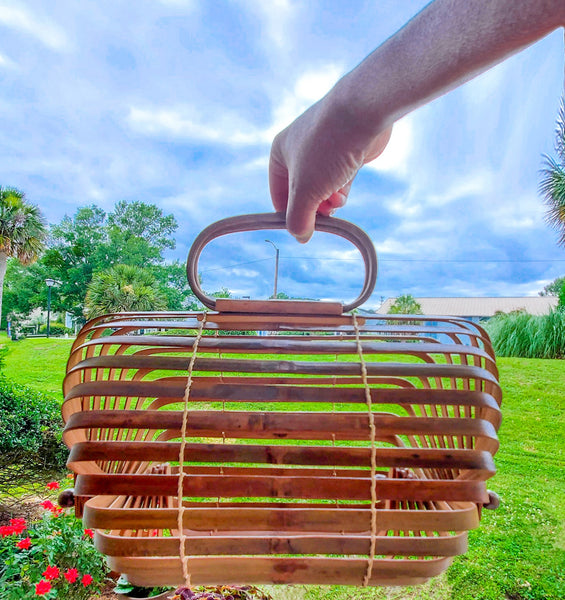 Load image into Gallery viewer, Bermuda - Foldable Bamboo Bag (Colors: Mahogany or Natural)