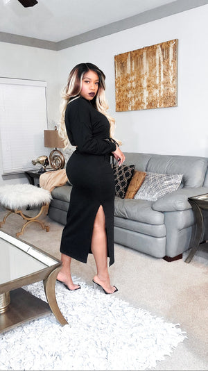Pretty Chill - Midi Skirt Sweat Set with Pockets (Berry or Black Color)