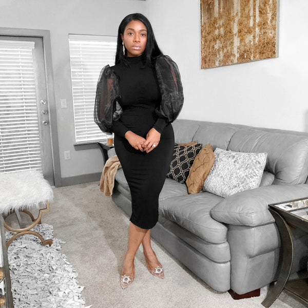 Load image into Gallery viewer, Own the Moment - Organza Balloon Sleeve Dress