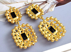 Gemstone Earrings (Black or Honey)