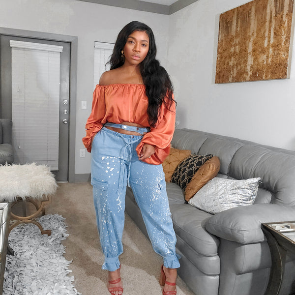 Load image into Gallery viewer, Open Shop - Cut Out Cargo Jeans