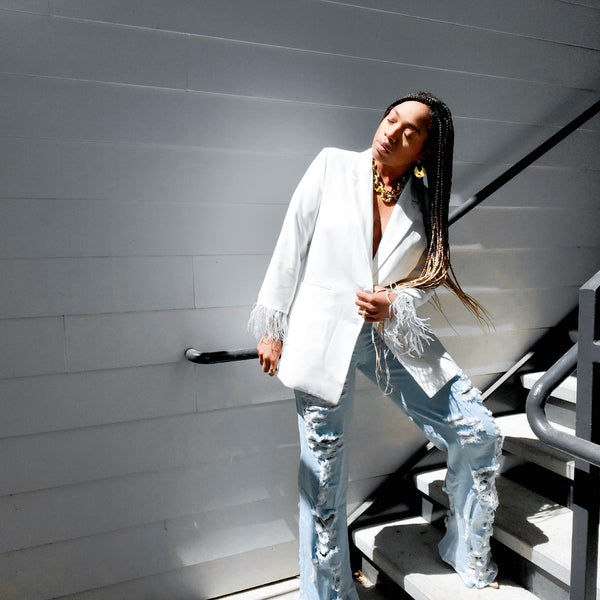 Load image into Gallery viewer, Rodeo Drive - Feather Trim Blazer (+Color)