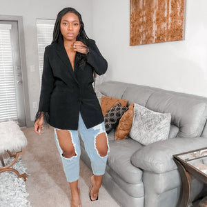 Rodeo Drive - Feather Trim Blazer (+Color)