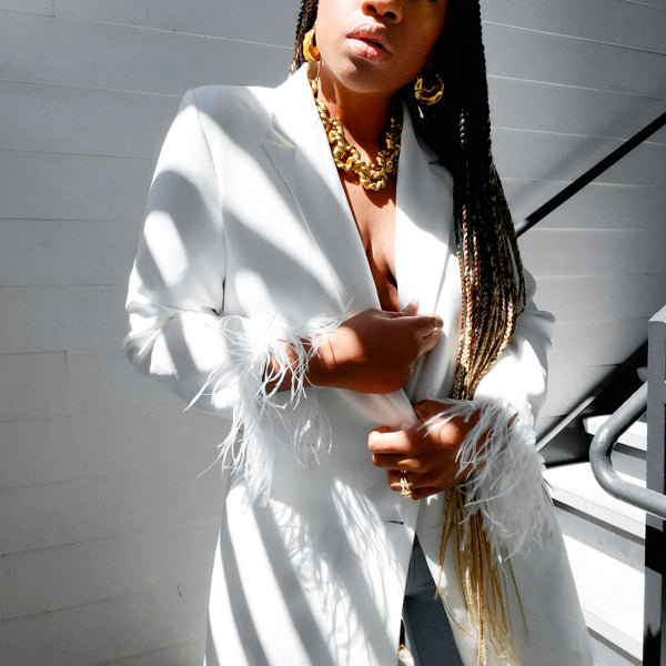 Load image into Gallery viewer, Rodeo Drive - Feather Trim Blazer (+Color)