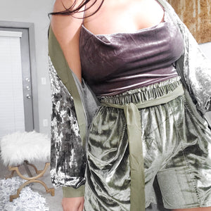 Women's Lounge - Velvet Kimono & Shorts Set (+Color)