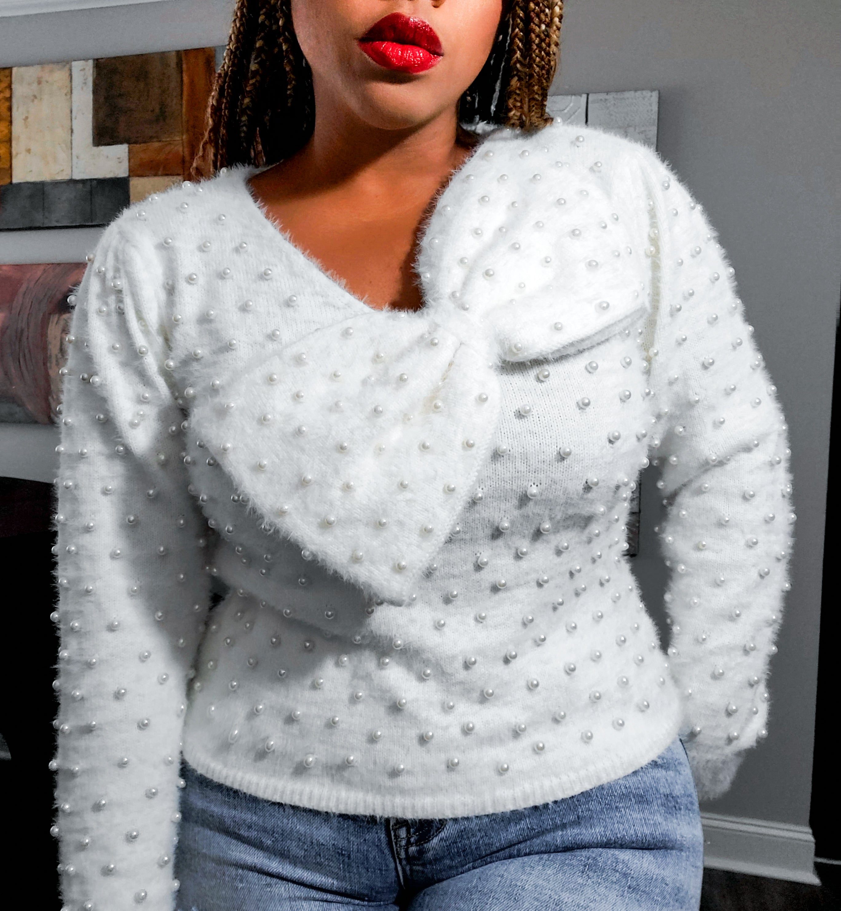 White cardigan with outlet pearls