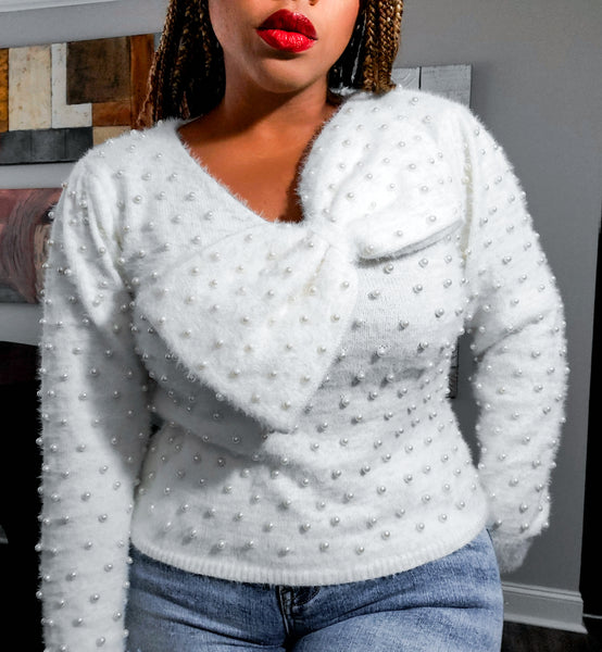 Load image into Gallery viewer, Pearl Girl - Bow Sweater (+White)
