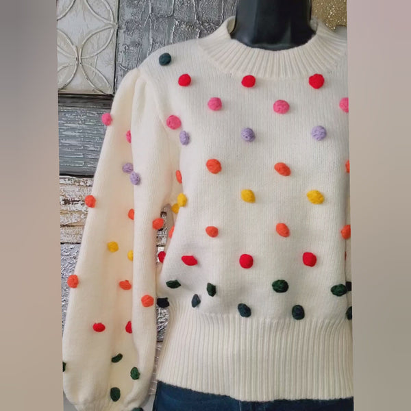 Load and play video in Gallery viewer, Winter Cheer - Pom Pom Sweater
