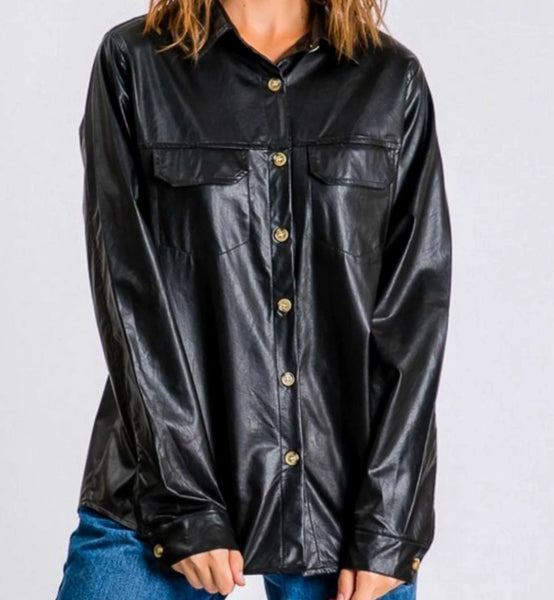 Load image into Gallery viewer, Aiden - Vegan Leather Shirt
