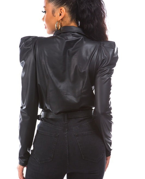 Load image into Gallery viewer, Ahead of the Game - Vegan Leather Top
