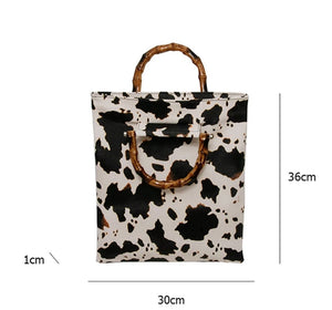 Textured Cow Print Purse