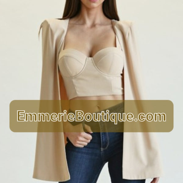 Load image into Gallery viewer, Cream of the Crop - Cape Blazer Top
